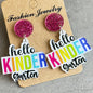 HELLO SECOND GRADE Acrylic Dangle Earrings