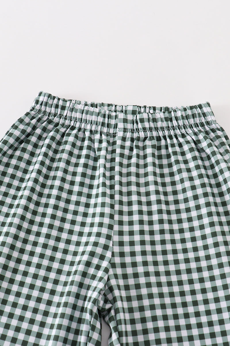 Green Plaid Pants Set