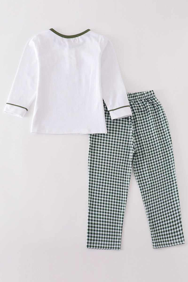 Green Plaid Pants Set