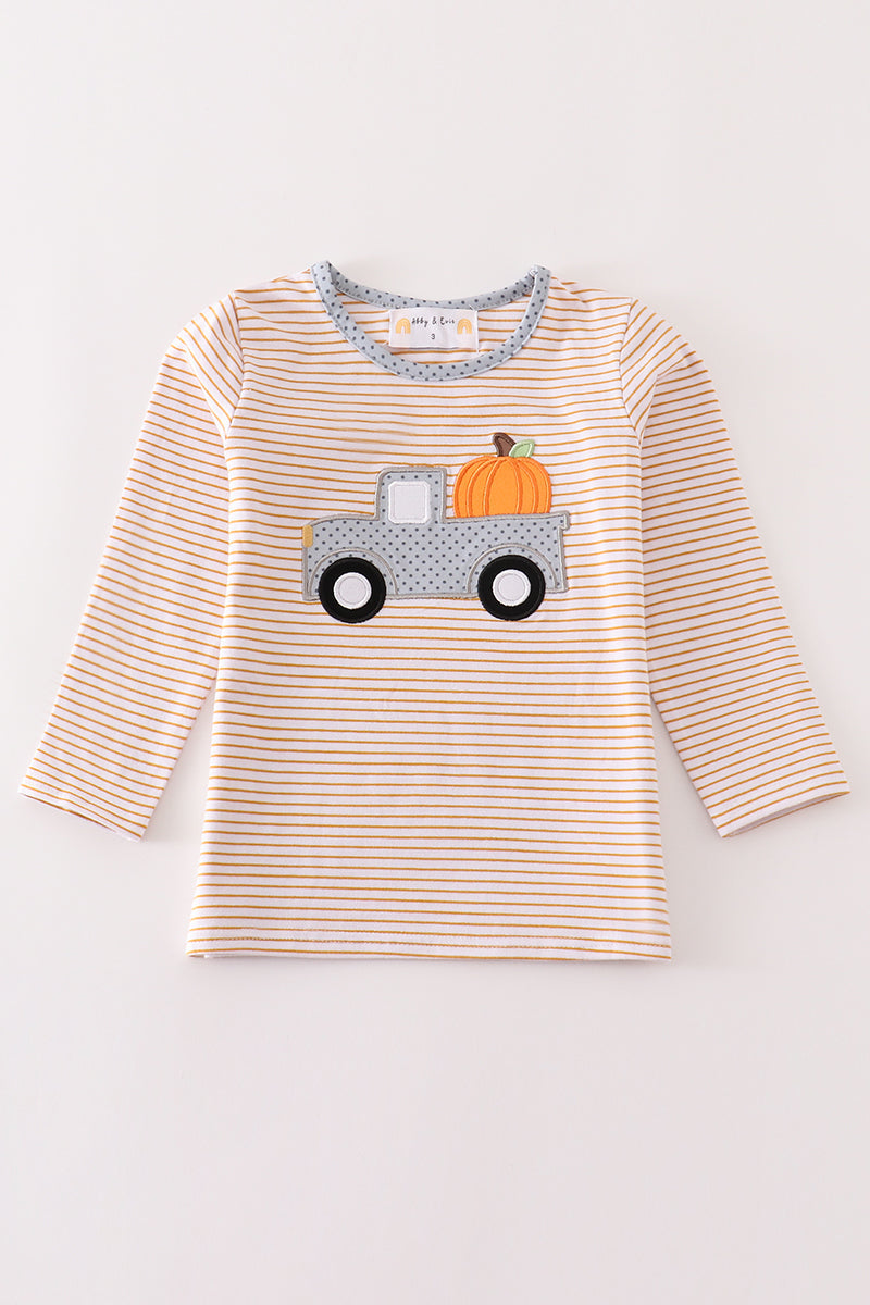 Beige Stripe Truck Pumpkin Top