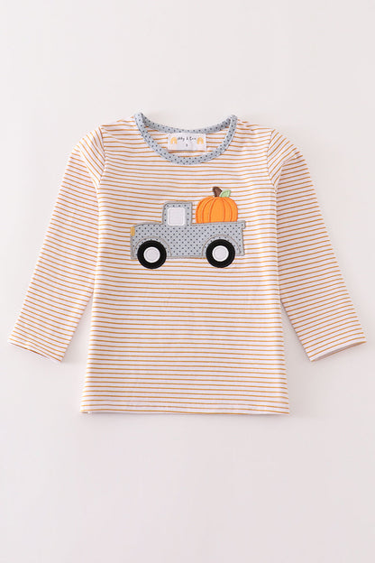 Beige Stripe Truck Pumpkin Top