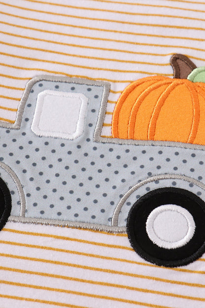 Beige Stripe Truck Pumpkin Top