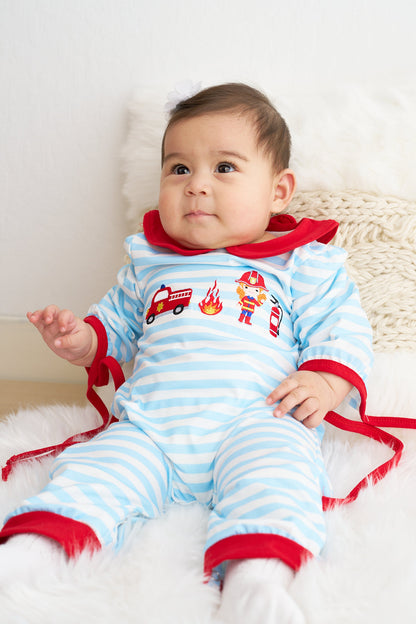 Blue Stripe Fire Engine Romper