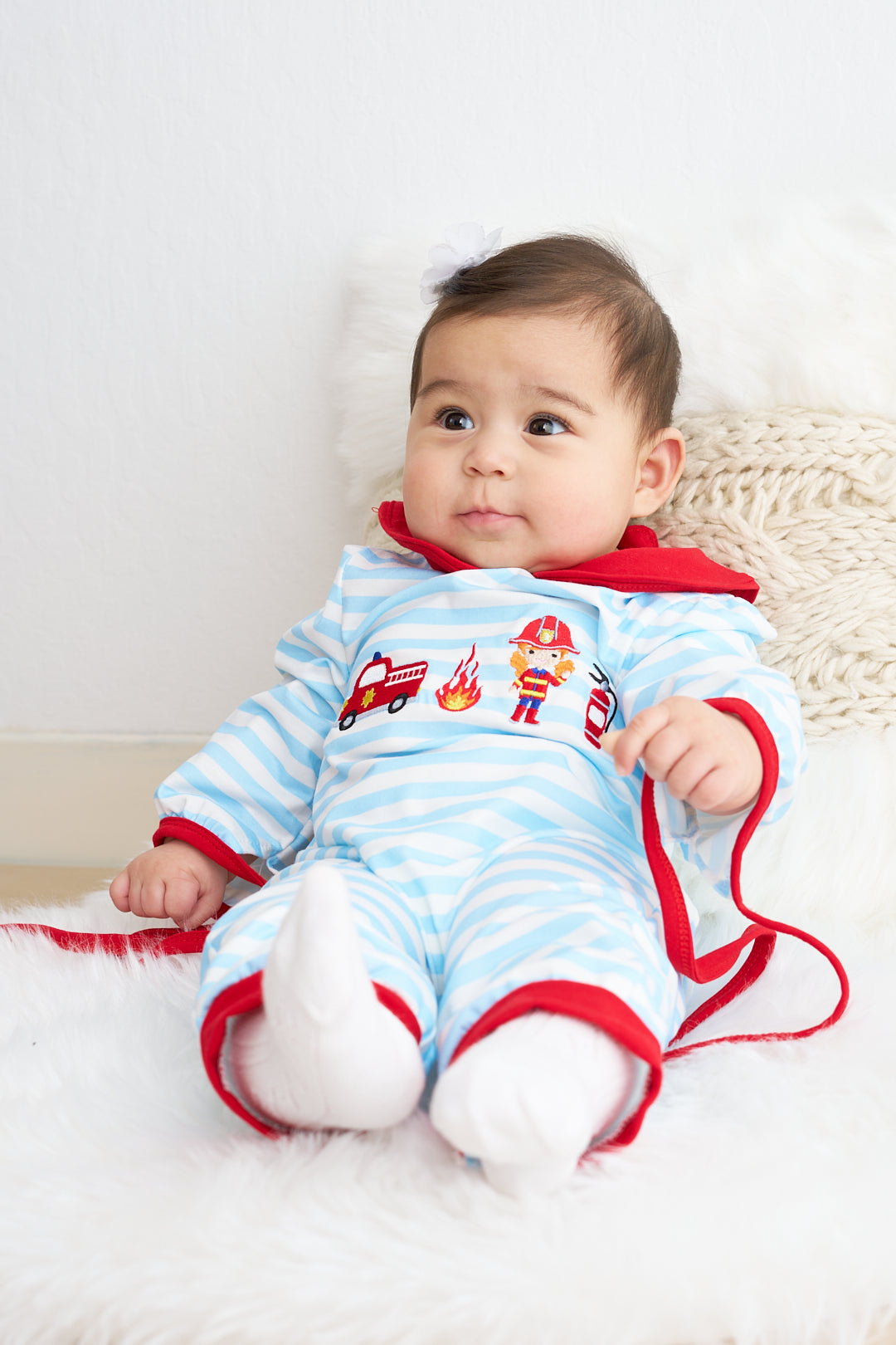 Blue Stripe Fire Engine Romper