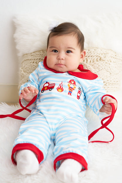 Blue Stripe Fire Engine Romper