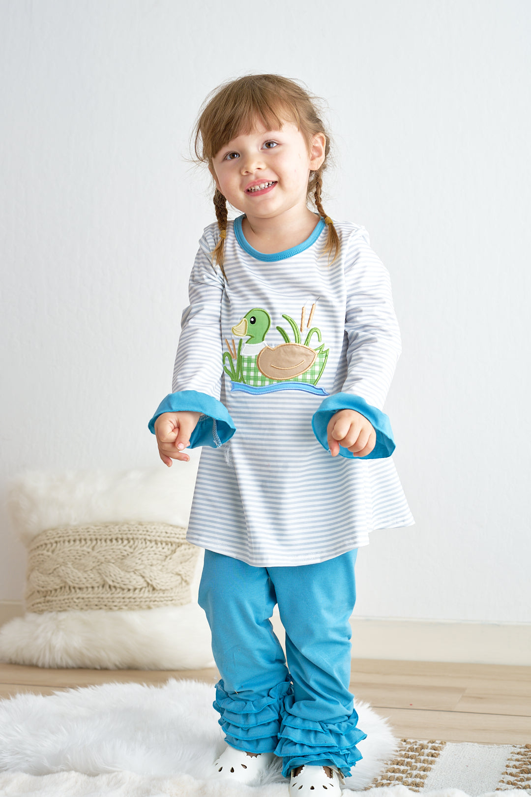 Blue Stripe Duck Girl Set