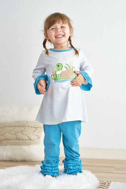 Blue Stripe Duck Girl Set