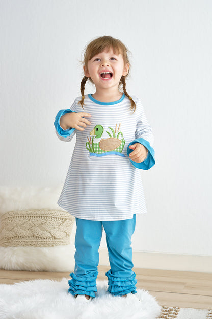 Blue Stripe Duck Girl Set