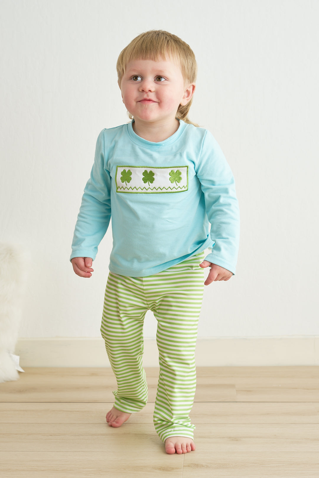 Blue Clover Embroidery Boy Set