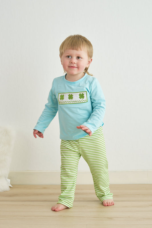 Blue Clover Embroidery Boy Set