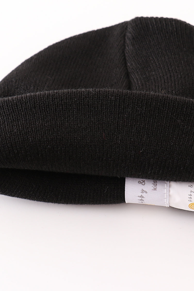 Black Ribbed Basic Knit Beanie