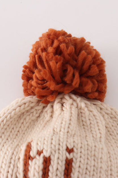 Beige Pom Pom Hi Cable Beanie