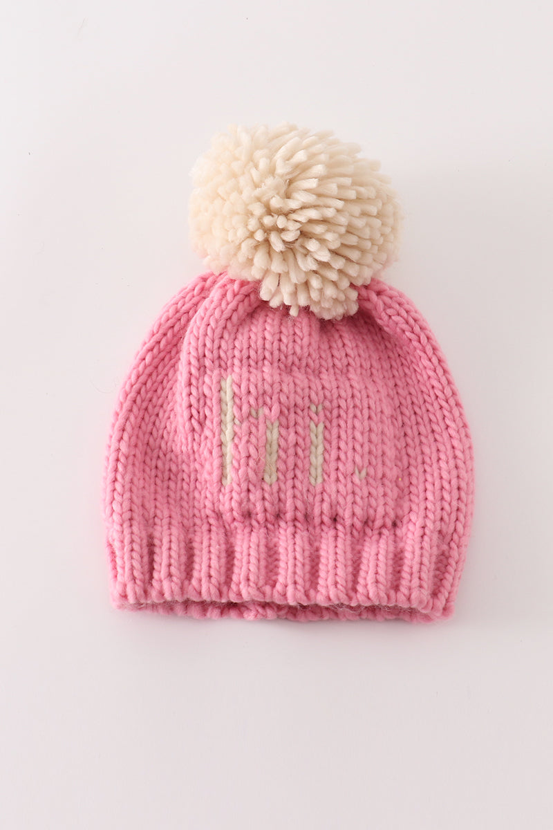 Pink Hi Pom Pom Beanie