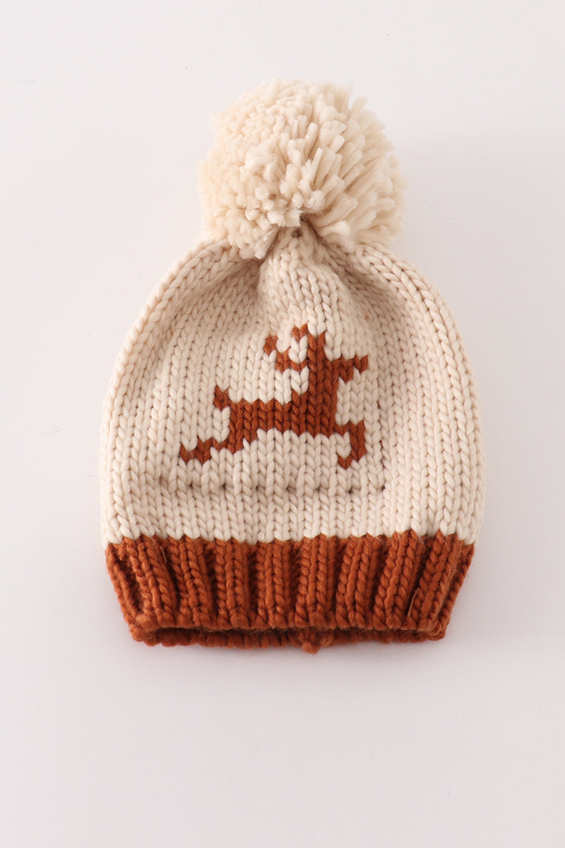 Beige Reindeer Beanie