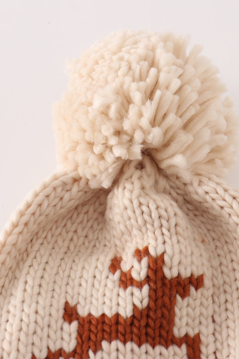 Beige Reindeer Beanie