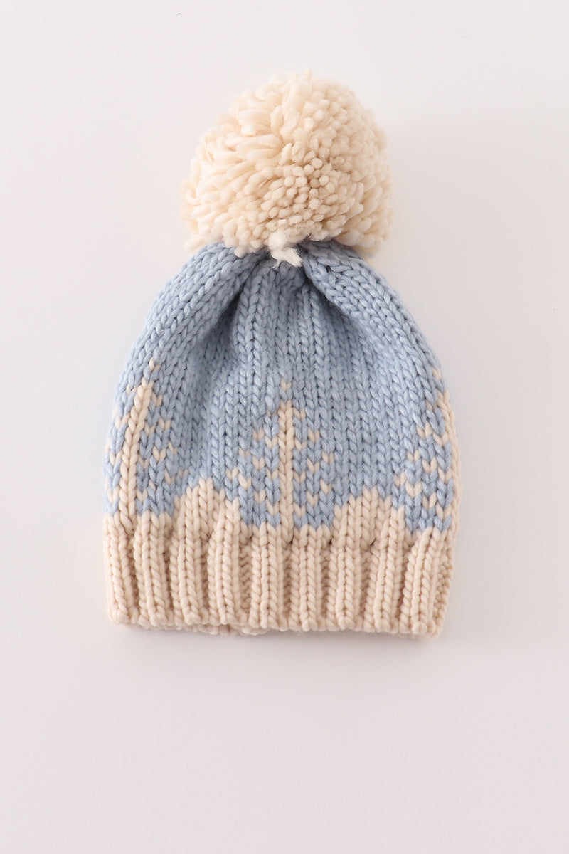 Blue Christmas Tree Cable Beanie