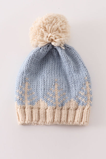 Blue Christmas Tree Cable Beanie