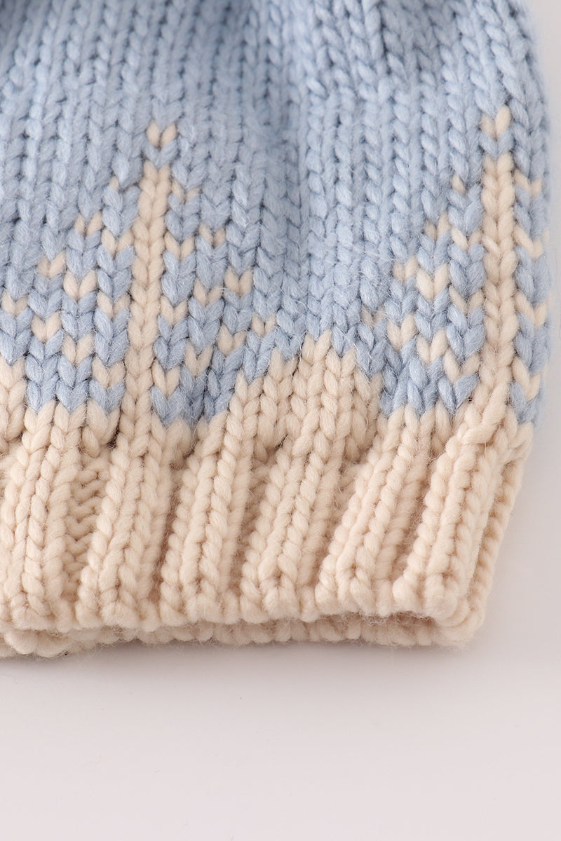 Blue Christmas Tree Cable Beanie