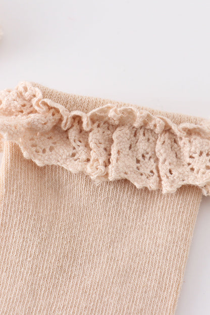 Beige Knit Lace Socks