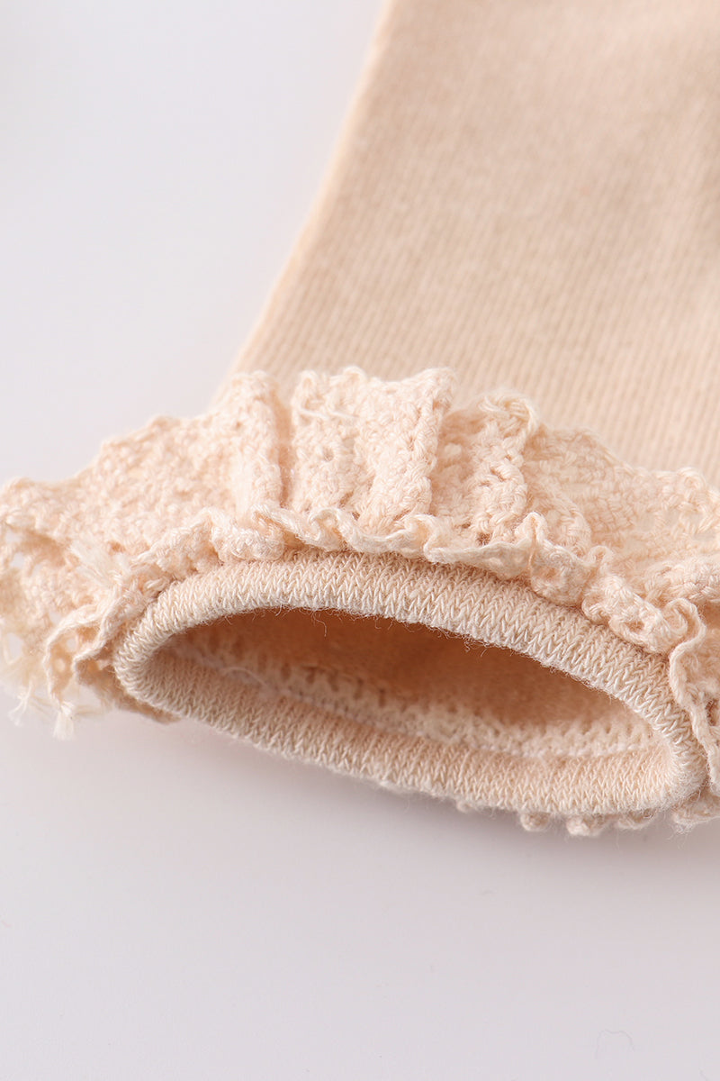 Beige Knit Lace Socks