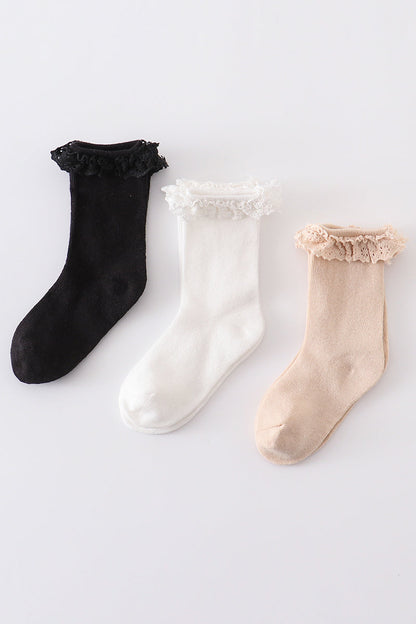 Black Knit Lace Socks