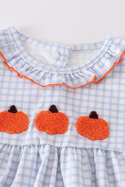 Pumpkin French Knot Plaid Girl Set