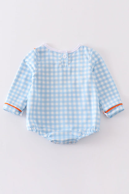 Blue Plaid Pumpkin Fall Boy Bubble