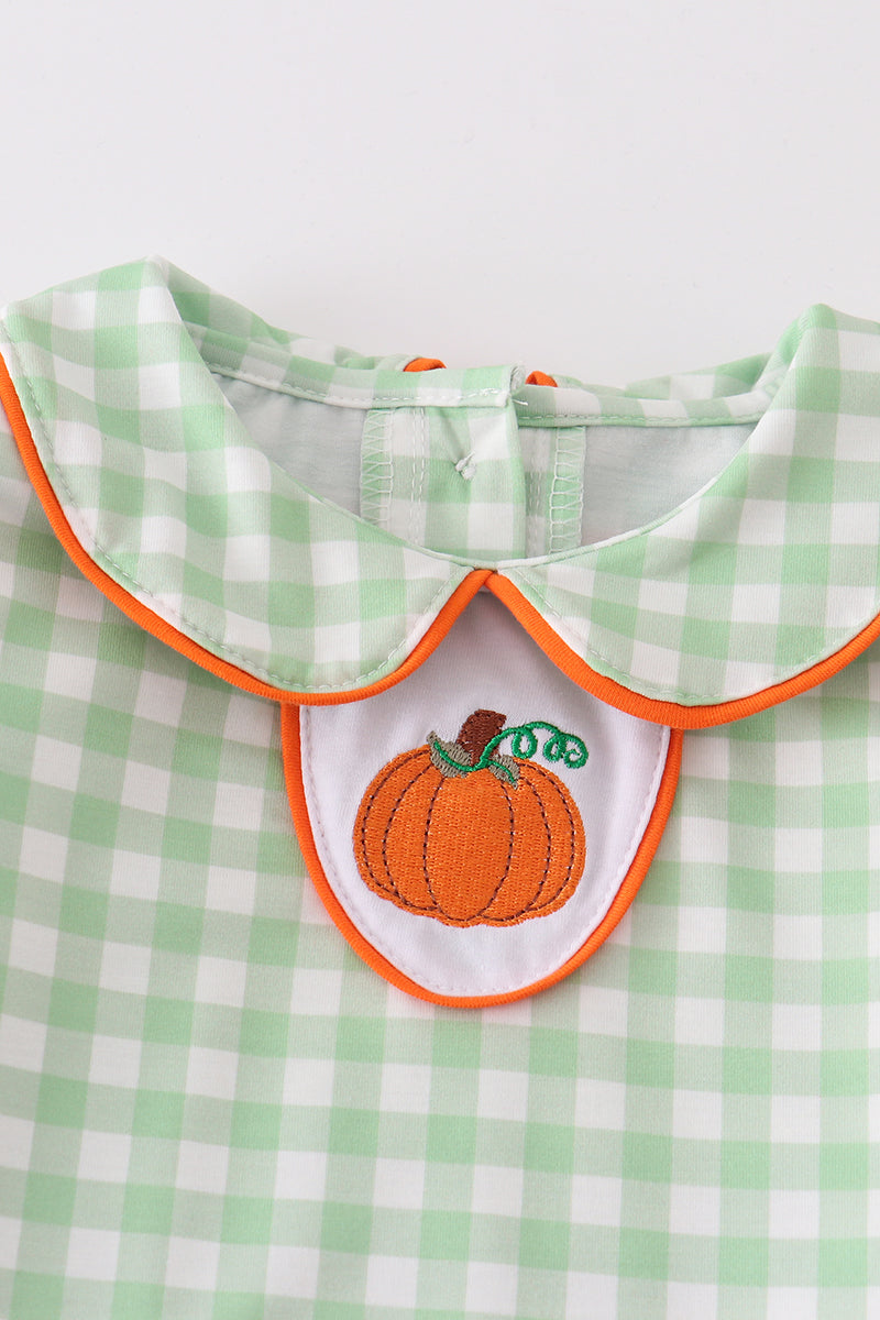 Pumpkin Embroidery Plaid Boy Set