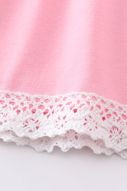 Pink Unicorn Embroidery Lace Dress