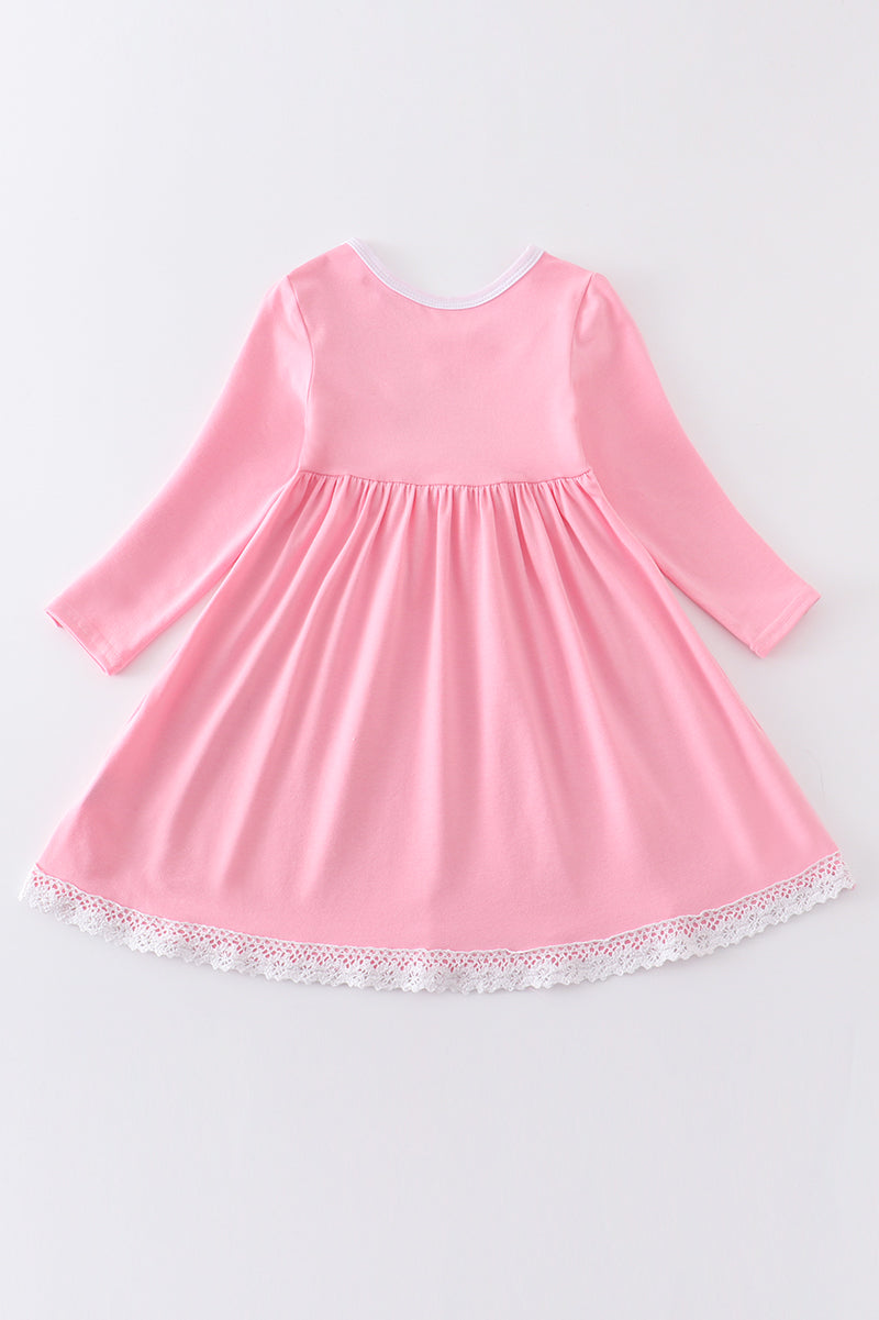 Pink Unicorn Embroidery Lace Dress