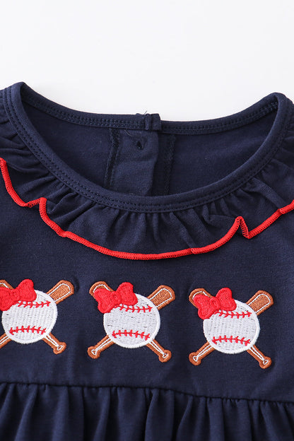 Navy Baseball Embroidery Dress