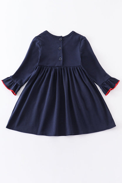 Navy Baseball Embroidery Dress