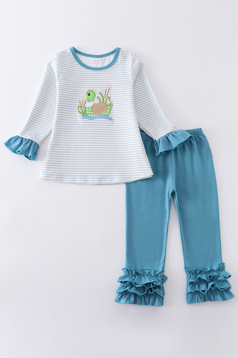 Blue Stripe Duck Girl Set