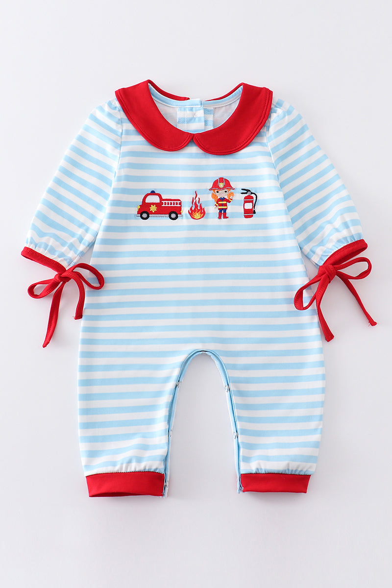 Blue Stripe Fire Engine Romper