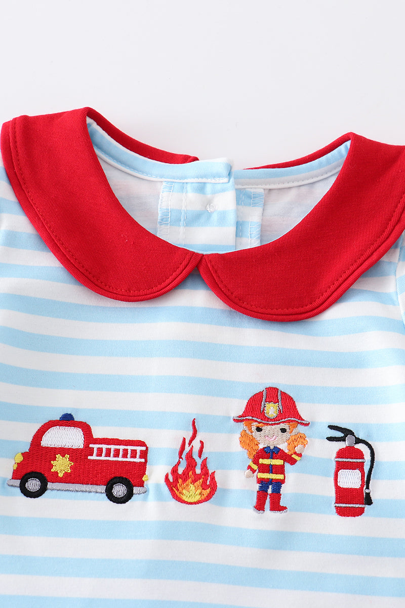 Blue Stripe Fire Engine Romper