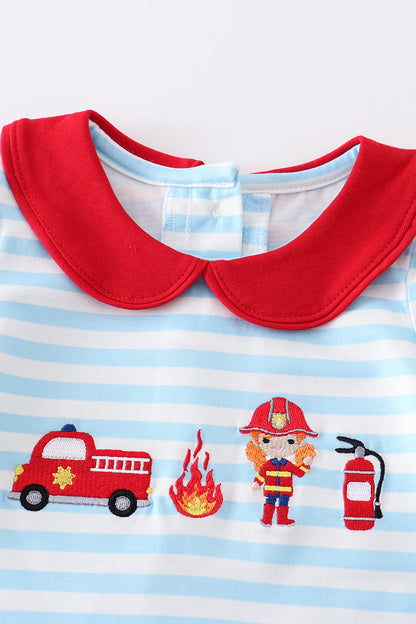 Blue Stripe Fire Engine Romper