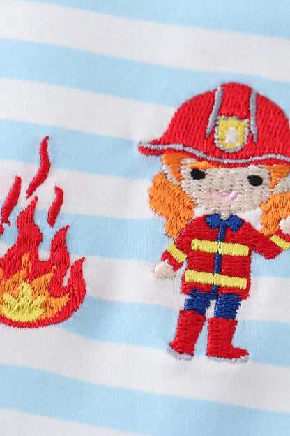 Blue Stripe Fire Engine Romper