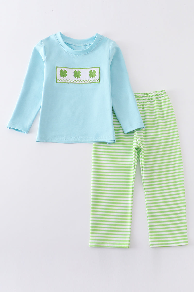 Blue Clover Embroidery Boy Set