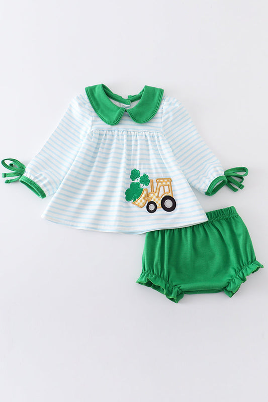 Green Clover Stripe Baby Set