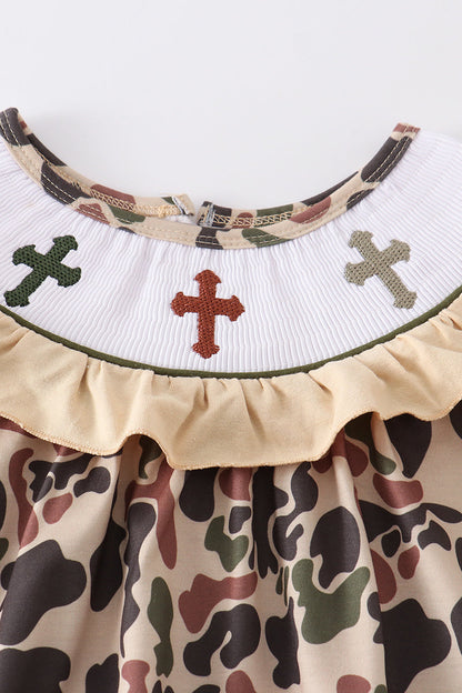 Camouflage Easter Cross Smocked Girl Set