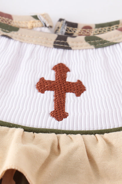 Camouflage Easter Cross Smocked Girl Set