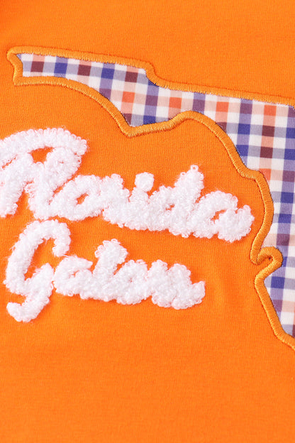 Orange Florida French Knot Ruffle Girl Set