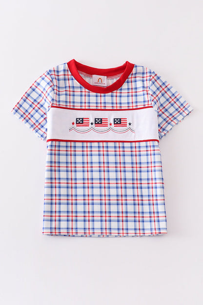 Patriotic Flag Plaid Boy Top