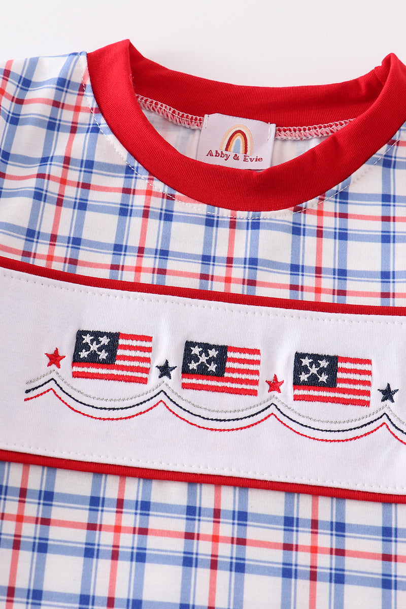 Patriotic Flag Plaid Boy Top