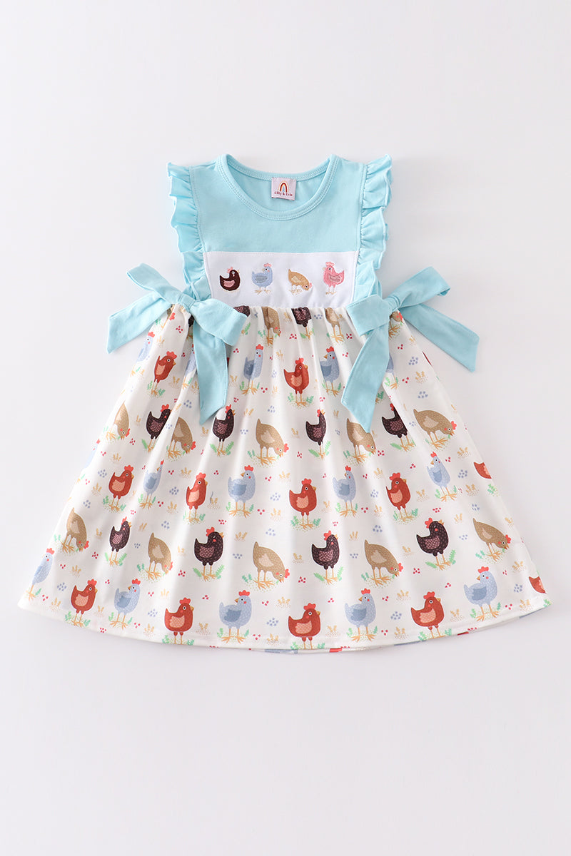 Blue Chicken Ruffle Dress