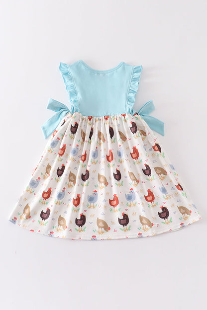 Blue Chicken Ruffle Dress