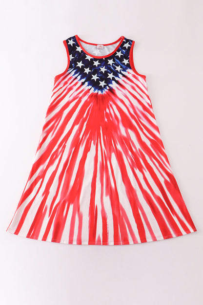 Patriotic Flag Print Woman Dress