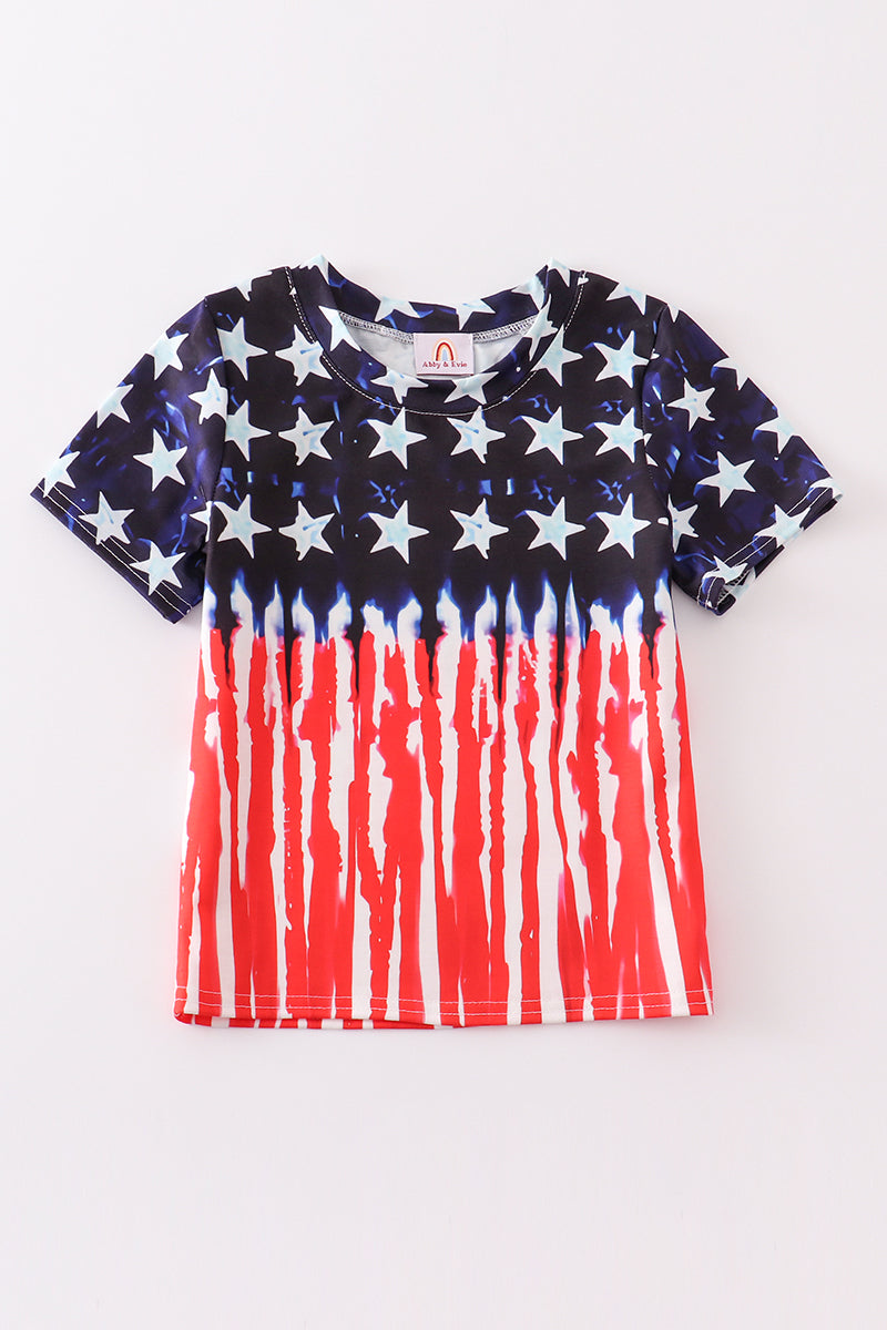 Patriotic Flag Print Boy Top