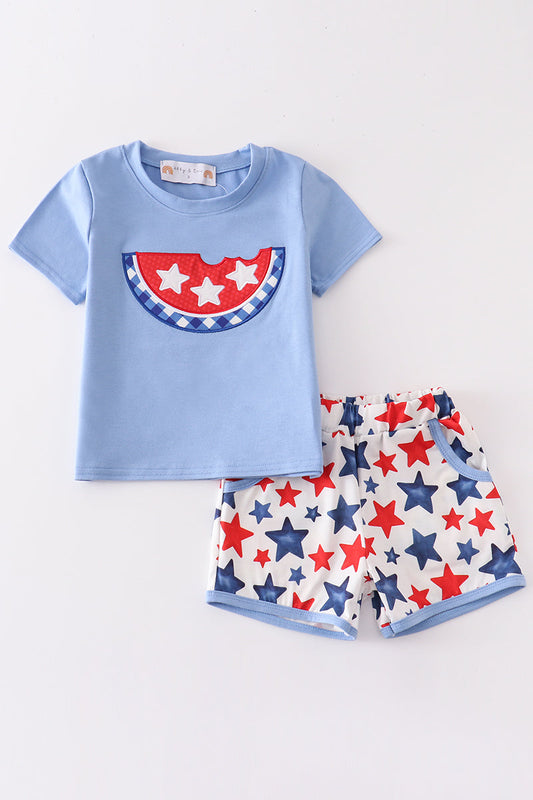 Patriotic Star Print Watermelon - Boy Set