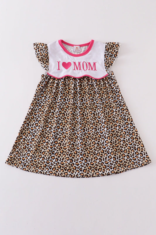 Leopard Print I Love MOM Dress